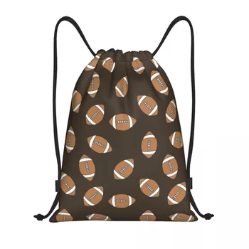 Сумка на шнурке с рисунком американского футбола, женская Мужская легкая сумка для хранения мяча для регби, спортивный рюкзак для спортзала.