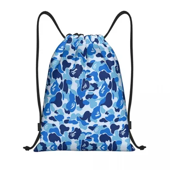 Камуфляжные сумки на шнурке для мужчин и женщин, складная спортивная сумка для спортзала, синие тренировочные рюкзаки