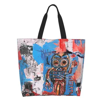 Сумка-тоут с принтом Kawaii Brooklyn Shopping Bag из переработанного холста Shopper Basquiats Graffiti Art Handbag