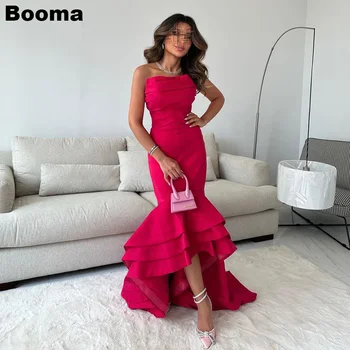 Booma Red Элегантные вечерние платья Русалки без бретелек, многоуровневые платья для выпускного вечера, платья для официальных мероприятий в Саудовской Аравии для женщин