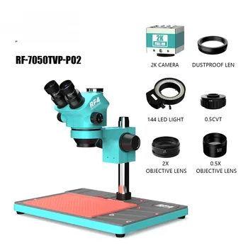 RF4 3.5-100X HDMI 2K Камера С Тринокулярным Стереоскопическим Зумом, Микроскоп 0.5X 2X Объектив Барлоу, Пайка BGA, Увеличение RF7050TVP-PO2