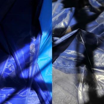 Ткань из органзы, синяя жесткая пряжа, модная оптовая ткань для шитья своими руками, чистый нейлоновый материал, по метрам