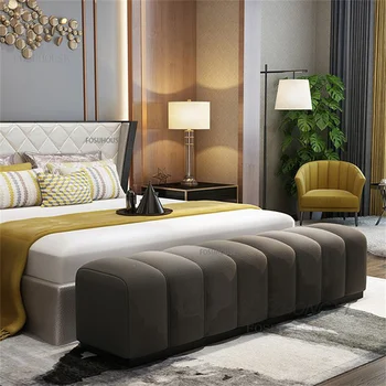 Фланелевый прямоугольный пуфик в итальянском стиле, мебель для гостиной для дома, роскошная спальня, диван-скамейка и табурет для переодевания в