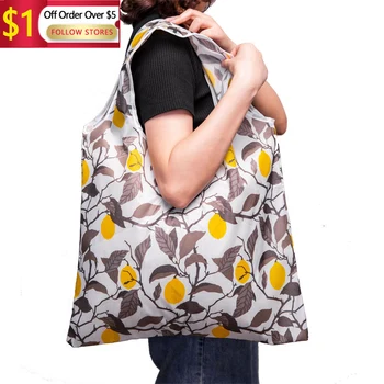 Складные сумки для покупок, Большой размер, Многоразовая сумка из полиэстера, портативные женские сумки на плечо, складной чехол