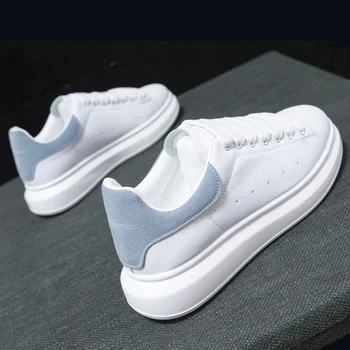 Маленькие белые туфли модного бренда, классические универсальные студенческие кроссовки, мужская и женская спортивная обувь на резиновой подошве.