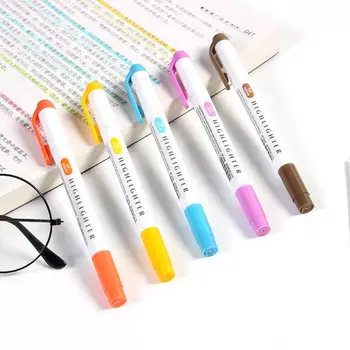 Канцелярские принадлежности ярких цветов, двухголовый студенческий стационарный маркер для очков, ручка для граффити, ручка для рисования, флуоресцентная ручка, хайлайтер