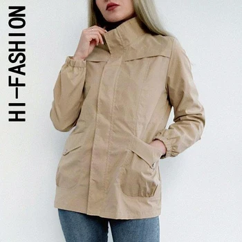 Модная женская двухслойная ветровка, осеннее повседневное тонкое пальто, модная женская куртка большого размера 4Xl со стоячим воротником.