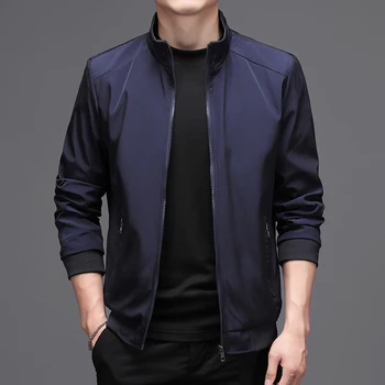Весенне-осенние мужские куртки, повседневная мужская верхняя одежда высокого качества, приталенное пальто со стоячим воротником, модная деловая куртка, большие размеры M-5XL
