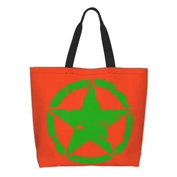 Модные американские тактические военные Звездные сумки для покупок из вторичной переработки Холщовая продуктовая сумка для покупок через плечо