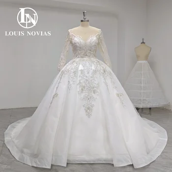 Бальное платье LOUIS NOVIAS, Свадебное платье 2023, Блестящая вышивка Бисером, Кафедральный шлейф, Экстравагантное Свадебное платье Vestidos De Novia