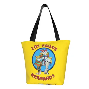 Сумки для покупок в продуктовых магазинах Breaking Bad, холщовая сумка для покупок, сумка через плечо, большая вместимость, прочная сумка Los Pollos Hermanos