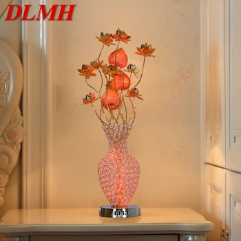 DLMH Современная настольная лампа с красными цветами, Модная Художественная гостиная, спальня, Свадебная светодиодная настольная лампа из алюминиевой проволоки
