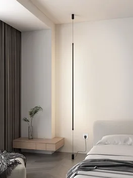Подвесной светильник у кровати в спальне с прямой полосой от пола до потолка, потолочный светильник, Декоративный фон для дивана, настенные светильники, Креативный дом