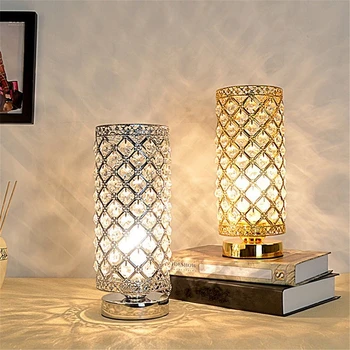 moonlux Современная светодиодная настольная лампа с кристаллами E27, Регулируемая прикроватная тумбочка с вилкой EU (без лампы)