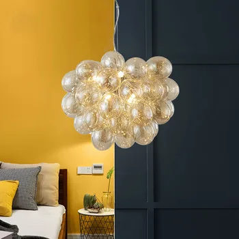 Люстра в стиле постмодерн в гостиной Стеклянный шар Подвесной светильник для ресторана Роскошное украшение дома Спальня Кабинет Освещение лестницы