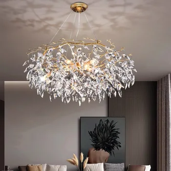 Современная роскошная хрустальная люстра, подвесной светильник Led Lustre для гостиной, гостиничного холла, домашнего декора, подвесной светильник
