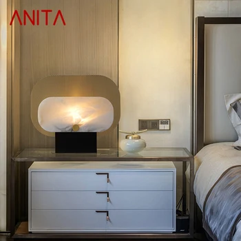 Настольная лампа ANITA Nordic из мрамора Роскошного современного искусства, Семейная Гостиная, спальня, Светодиодная Декоративная настольная лампа для творчества