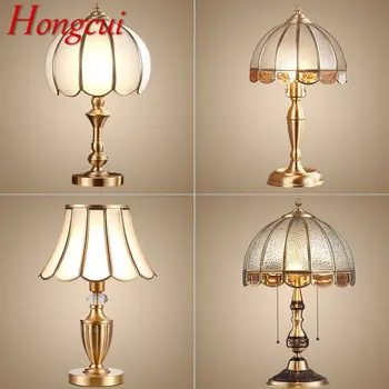 Латунные Настольные лампы Hongcui LED Современная Европейская креативная Роскошная Стеклянная Медная настольная лампа для дома Гостиной Кабинета Спальни