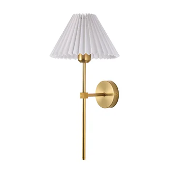 Скандинавский плиссированный настенный светильник, Современная простая прикроватная лампа для спальни, Фоновое освещение для гостиной, Освещение для гостиничной ткани
