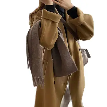Зима 2023 Новое высококачественное шерстяное пальто в костюмном стиле, толстое теплое Свободное Универсальное Длинное шерстяное пальто выше колена, Удобное пальто