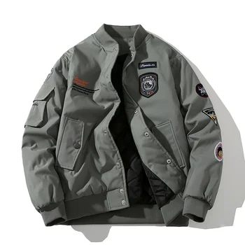 Классическая мужская куртка-бомбер Унисекс, высококачественная уличная одежда для университетских мотоциклов с аппликацией, ветровка