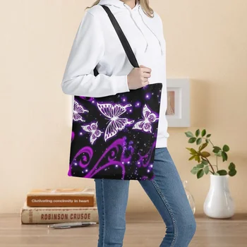 Модные сумки для покупок с принтом бабочки, женские сумки-тоут 2023, портативная большая сумка через плечо для студенток колледжа, сумка для хранения книг