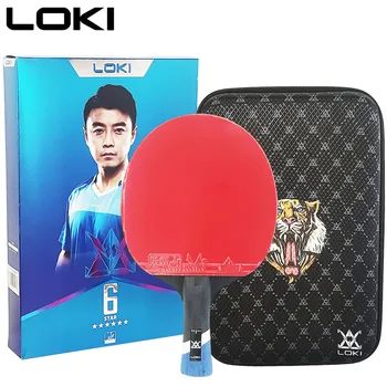 Ракетка для настольного тенниса LOKI E6, 6 звезд, 5 + 2 карбоновых лезвия, Наступательная ракетка для пинг-понга с липкой резиной