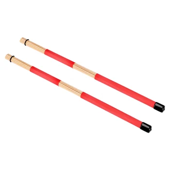 1 пара 40-сантиметровых бамбуковых стержней барабанные щетки палочки для джазовой народной музыки (красные)