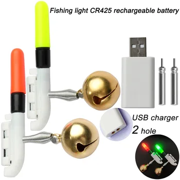 Светодиодный рыболовный поплавок, светящийся поплавок, перезаряжаемый рыболовный фонарь CR425 3,6 В, удочка, колокольчик, Литиевая батарея, зарядка через USB, ночная рыбалка