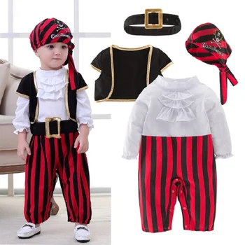Костюм Пиратского капитана для маленького мальчика, Малыша, Хэллоуин, Рождество, День рождения, Косплей, Маскарадный костюм для мальчиков