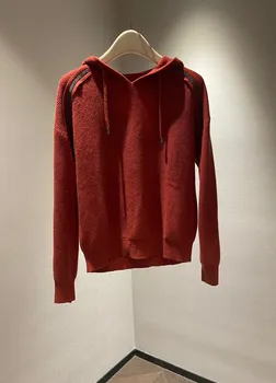 Кашемировый свитер с капюшоном, расшитый бисером, повседневная мода 2023, новинка осени