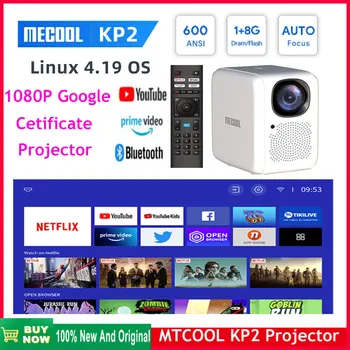 [Подлинный] Проектор для домашнего кинотеатра MECOOL KP2 1080P с ОС Linxu 1 + 8G 2.4G/ 5G WiFi, сертифицированный Netflix Dolby Audio Projector vs kp1