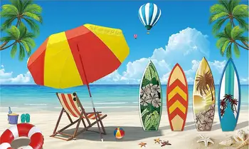 Доска для серфинга, пляж, тропическая тематика, гавайский праздник Алоха, день рождения, фотофон, фон для фотосъемки, баннер для студии