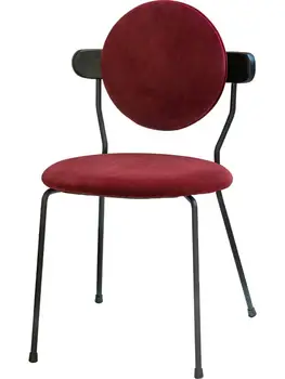 Дизайнерский обеденный стул из сетчатой красной фланелевой кожи в скандинавском стиле, легкое роскошное бархатное кресло с железной спинкой, кресло для макияжа, туалетный стул